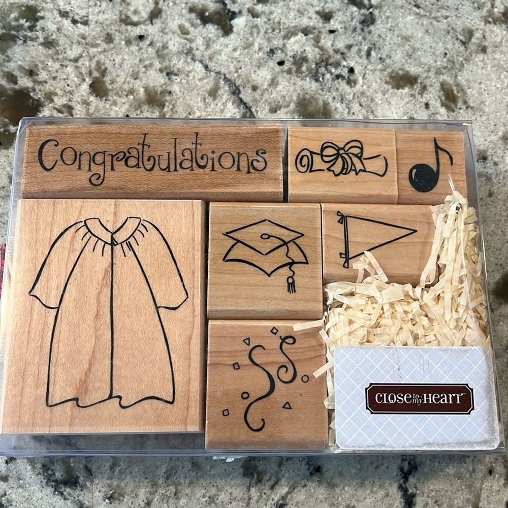 Close To My Heart - Graduation Themed Rubber Stamps Cap & Gown Diploma 7 stamps